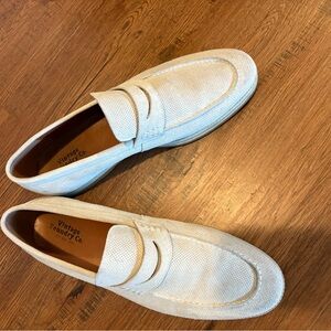 White Slip-On Loafers with Moccasin Stitching